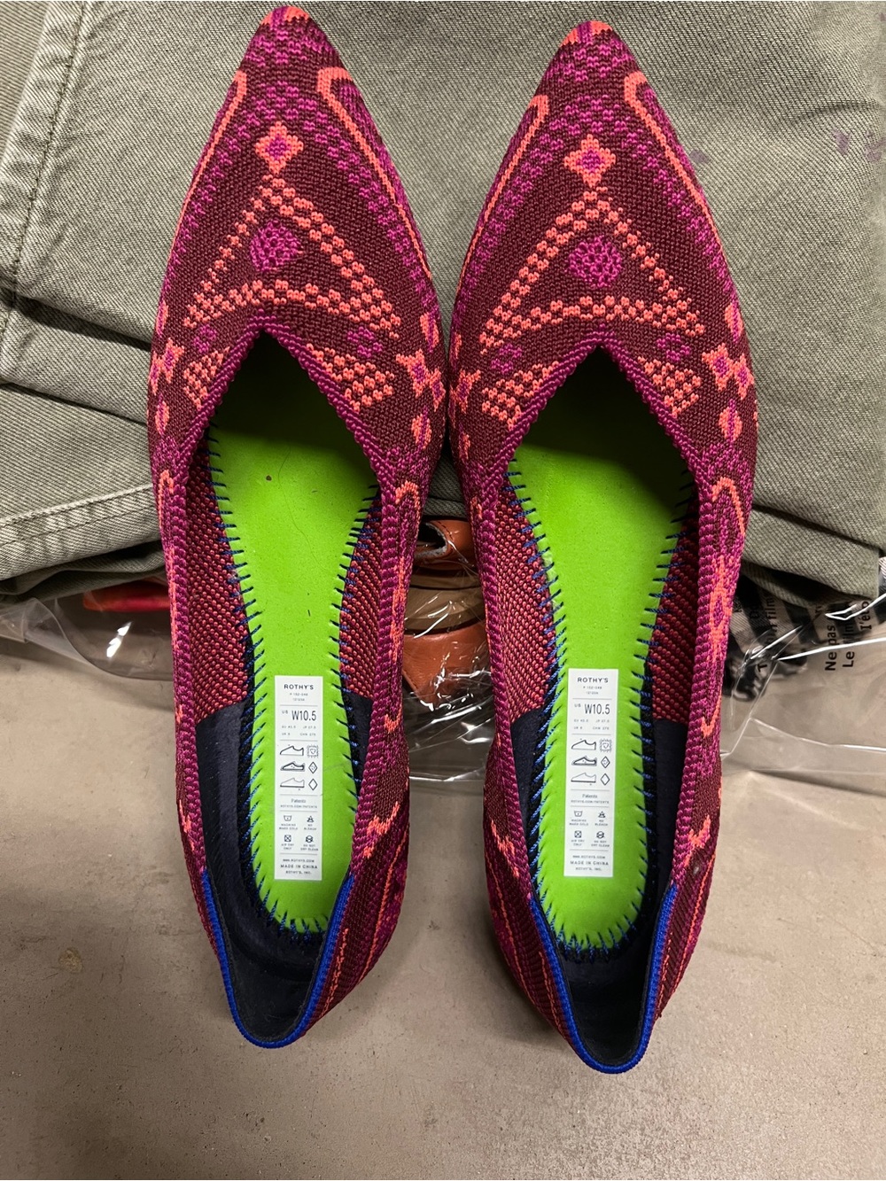 Rothy’s The Point Berry Boho Pointed Toe Flats Size 10.5 - Picture 7 of 10